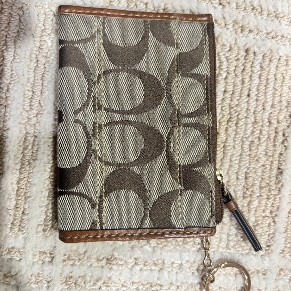 Like New Coach Signature Brown Keychain Wallet / ID Coin Pouch - Picture 3 of 4